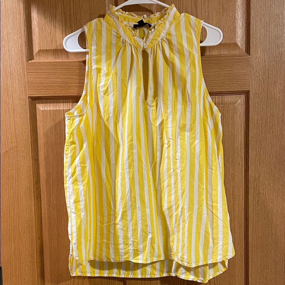J. Crew Yellow and White Striped Blouse